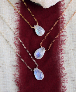 Rainbow Moonstone Pear Gemstone Wired <b>Chain</b> Necklaces Bohemian 925 <b>Sterling</b> <b>Silver</b> Gold Plated Handmade Pendant Necklaces <b>Women</b> - Product Image 1