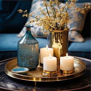 Antique Gold <b>Mirrored</b> Effect Decorative Tray Ornate Metal Craft Display Tray for Hotel Wedding Party Decor and Corporate Gifting - Product Image 1