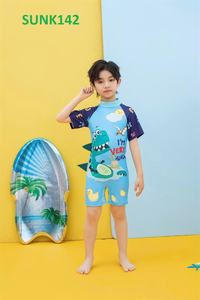 Conjunto de Baño para Niños de Alta Calidad, Diseño de Tiburón Animado, Traje de Baño con Protección UPF 50+, Impermeable, de Secado Rápido, Spandex/Nailon - Product Image 2