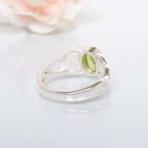 Peridoto Natural en forma ovalada 925 cabujón de plata esterlina anillos de fiesta anillos de piedra Natural hechos a mano joyería de moda para mujer - Product Image 2