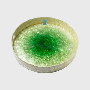 Meilleure vente nouvelle arrivée Unique nacre vert plateaux de service haute qualité vadrouille coquille ombre plateau rond fait à la main au Vietnam - Product Image 2