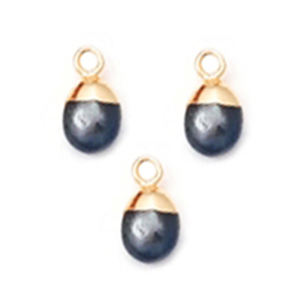 Zafiro Tumble Charms 8-10mm Smooth Birthstone Colgante Joyería de cobre hecha a mano con piedra natal natural Galvanizado Charm - Product Image 1