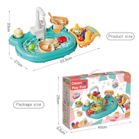 Table de cuisine et de lavage de vaisselle électrique 2-en-1 pour enfants, ensemble de jeu aquatique haute simulation en plastique ABS, jouet de pêche unisexe