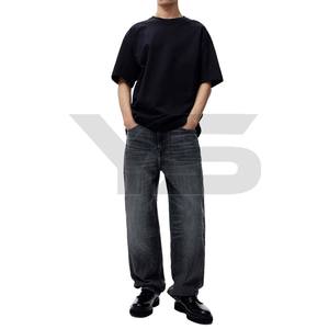 กางเกงยีนส์ผ้าฝ้ายคุณภาพสูงสั่งทำพิเศษทรงหลวมสไตล์ตุรกีพิมพ์ลายสำหรับผู้ชายสุดหรูสีดำ - Product Image 3