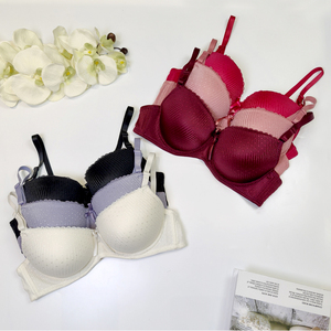Elegante multicolore da donna con fiocco imbottito a pois in maglia in pizzo ondulato morbido con ferretto Push Up <span class=keywords><strong>B</strong></span>-Cup <span class=keywords><strong>reggiseno</strong></span> - Product Image 3