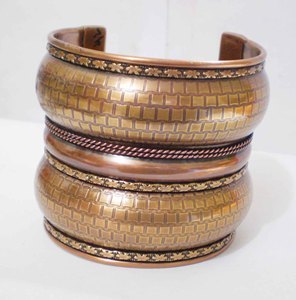 Antique Copper Cuff Bangle For Women Unique Triple Layer Basket Weave Texture Design Wide Solid <b>Bracelet</b> Elegant <b>Metal</b> Crafts - Product Image 4