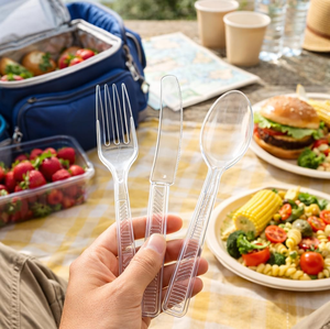 Biodegradable Eco-Friendly <b>Disposable</b> PP/PLA Plastic <b>Cutlery</b> Set Silverware Utensils Forks Spoons Knives Party Use BPA FREE - Product Image 3