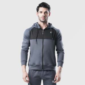 Sudadera con capucha de felpa francesa con cremallera, 100% poliéster, diseño desgastado, estampado serigrafiado, bordado, estilo Forbearance de alto gramaje en gris - Product Image 3