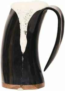 Fabriqué à la main personnalisé Viking sculpture tasse de corne à boire hautement poli corne naturelle fait Inde vin 1L 500ml 300ml 200ml 700ml - Product Image 5