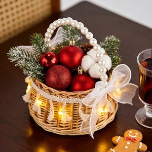 Handmade <b>Flower</b> Girl <b>Basket</b> with Pearl Handle Handmade Storage <b>Basket</b> Wholesale eco-friendly Made in Viet Nam - Product Image 3