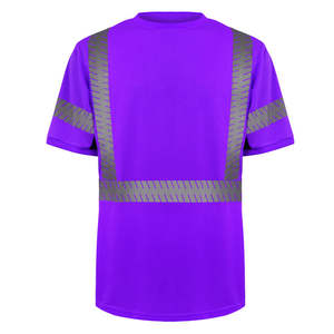 Chemise de travail de sécurité à manches courtes vêtements de travail réfléchissants 100% coton chemises de sécurité jaune marine avec bandes haute visibilité - Product Image 2