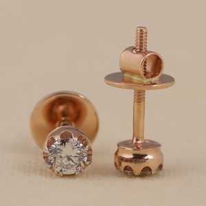 Boucles d'oreilles clous en diamant de laboratoire taille ronde, qualité supérieure, argent sterling et or, clarté VS1, bijoux en diamant - Product Image 4