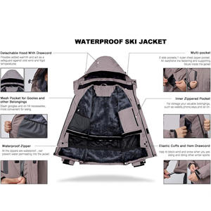 Chaqueta de esquí para hombre de ajuste personalizado OEM con impresión de logotipo Material impermeable a prueba de viento para deportes de nieve y soporte de etiqueta privada - Product Image 6