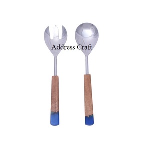 Newly Designed <b>Salad</b> Server Set Best Seller Stainless Steel Cutlery Serving Spoon Fork Set Resin Handle <b>Salad</b> <b>Tools</b> Utensils - Product Image 3
