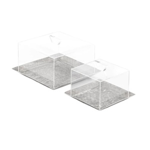 ชุดถาดเสิร์ฟชาและกาแฟอะคริลิกทรงเหลี่ยม2ชิ้นเครื่องครัวทันสมัยในราคาที่เหมาะสมเหมาะสำหรับการเสิร์ฟของหวาน - Product Image 1