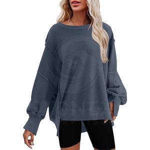 Customized New Solid Color Plus Size Women's <b>Top</b> V-neck Short Sleeve Split T-shirt - Product Image 1