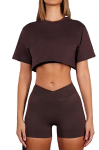 Hauts courts pour femmes surdimensionnés Dames Street Wear Hauts courts à manches longues pour femmes T-shirts personnalisés 100% coton pour femmes - Product Image 3