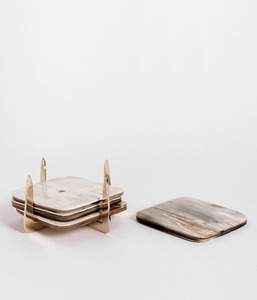 Premium Buffalo Horn Coasters Natural Horn <b>Cup</b> Mat Set <b>for</b> Home - Product Image 2