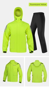 ชุดกันฝนสำหรับมอเตอร์ไซค์ผู้ชายและผู้หญิงเสื้อแจ็คเก็ตและกางเกงสำหรับขี่มอเตอร์ไซค์กันน้ำกันลมสะท้อนแสง - Product Image 5