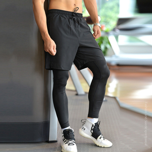 Short de survêtement 2 en 1 pour homme | Jogger Design 2 en 1 avec leggings longs Logo personnalisé pour les shorts de sport polyvalents - Product Image 2