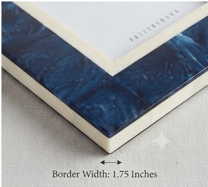 <b>Square</b> Wood Photo <b>Frame</b> With Elegant Resin Blue Marbled Design Tabletop Display - Product Image 2