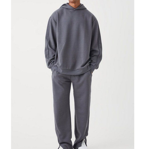 Ensemble 2 pièces sweat à capuche et joggeurs pour homme Survêtement de maternité à motif solide Survêtement 100% coton Tenues d'hiver - Product Image 3