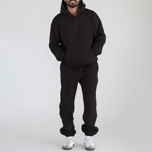 Winter Streetwear Hooded Fleece Hoodie Sweat <b>Pants</b> Set Men Unisex 100% Cotton Breathable Quick Dry Drawstring Closure - Product Image 4