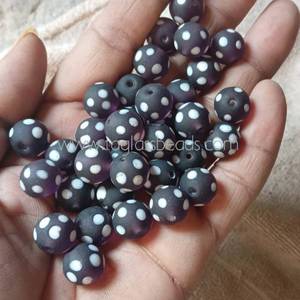 Cuentas de Vidrio TA, Hechas a Medida, Redondas de 12 mm, Azules y Blancas con Puntos, para Diseñadores de Joyería y Reventa - Product Image 2