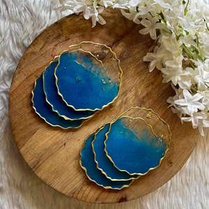 Posavasos de Resina Hechos a Mano de Lujo, Estilo Bohemio, Diseño Personalizado, Superficie Lisa para Vasos de Agua, Tazas de Té, Tazas de Café - India - Product Image 3