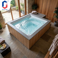 Piscine hors sol pour jardin avec panneau latéral transparent, cascade et terrasse surélevée pour villa, piscine extérieure