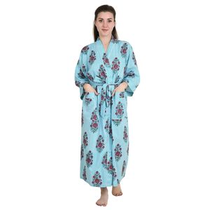Boho Style Kimono Robe De Bain En Pure Coton Avec Fleurs Cardigan La Mode Pour Printemps Et t Robe De Chambre De Jour - Product Image 3