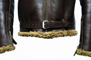 Veste en cuir d'agneau pour homme, style aviateur, avec capuche en fourrure amovible, rembourrage chaud, vintage, pour l'hiver - Product Image 5