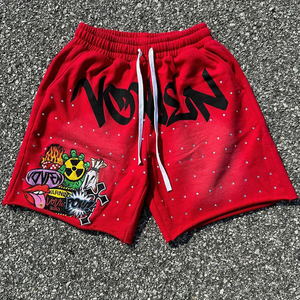 <b>Men's</b> <b>Shorts</b> Custom 100% Cotton Fleece Screen Printing with Embroidery <b>Patch</b> Rhinestones <b>Shorts</b> - Product Image 2