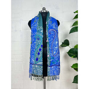 Hand Embroidered Warm Cozy Pure <b>Wool</b> Suzani Shawl Wrap Light Weight Soft Christmas Gift Handwoven Knitted <b>Scarf</b>/Stole - Product Image 2
