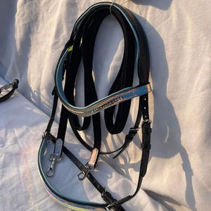 Brida de Cuero Acolchada con Diadema de Cristal para Caballo, Brida Inglesa para Exhibición y Competición - Product Image 2