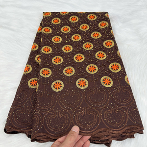 ผ้าลูกไม้สวิสวอยย์ปักลายสไตล์แอฟริกันพร้อมอังการาสำหรับตัดเย็บชุดแต่งงานและงานปาร์ตี้สินค้าส่งออกจาก kinshasa hitjem - Product Image 5