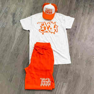 Vêtements de sport d'été avec logo personnalisé pour hommes, survêtement, ensemble de tenues et shorts deux pièces en coton décontractés pour hommes - Product Image 5