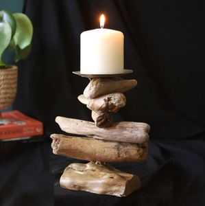 Bougeoir en bois flotté de taille moyenne Bougeoir en bois créatif pour l'intérieur et l'extérieur pour la décoration intérieure Fêtes de mariage Noël - Product Image 6