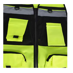 Vente en gros Classe 2 Haute Visibilité Respirant Crossing Multi Poches Réfléchissant Jaune Gilet de Sécurité en Maille pour Hommes - Product Image 4