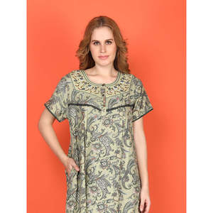 Camisón Evolve Alpine Casual de Longitud Completa con Bolsillo Lateral, Bordado en el Escote, Tejido Suave, Cierre Elástico en la Cintura, Estilo Adorable - Product Image 2