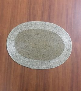 Antique Gold Oval <b>Beaded</b> <b>Placemat</b> Handmade Glass Beads on Polyester Fabric Elegant Dining Decoration Mats - Product Image 4