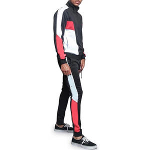 Ensemble de survêtement tendance pour homme, veste de sport à fermeture éclair et pantalon de survêtement à taille ajustable pour athlètes urbains, rayures victorieuses noires - Product Image 2