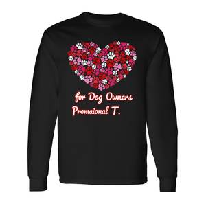Maglietta a Maniche Lunghe per Amanti dei Cani per San Valentino, Design con Cuore e Zampe di Cane per Proprietari di Cani, T-Shirt Promozionale - Product Image 3