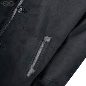 Chic manteau en peau de mouton à simple boutonnage revers aux cheveux longs noir luxueux mode vêtements d'extérieur hommes et femmes - Product Image 5