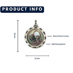 จี้รูปแมวเหมียวทำจากเงินแท้ 925 ประดับมุกดำทรงกลม ดีไซน์เรียบง่าย/สปอร์ต เหมาะสำหรับทุกเพศ |   OEM - Product Image 2