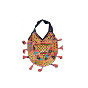 Banjara grande capacité fermeture à glissière pochette brodée à la main miroir travail Style bohème coton pour Festivals mariages - Product Image 1
