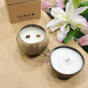 Vente en gros de bougie parfumée lavande coquille de noix de coco taille sûre 200g santé écologique du Vietnam - Product Image 4