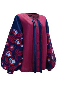 Women Tunics Tops Bohemian Geometric Embroidery Linen Blouse Ukrainian <b>Balloon</b> Sleeve Ethnic Style Full Sleeves Daily Wear Shirt - Product Image 4