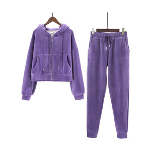 Conjunto Casual de Dos Piezas para Mujer, Invierno 2025, Sudadera con Capucha y Cremallera, Traje de Felpa Ligero, 100% Algodón Ecológico, Diseño Vintage con Botones - Product Image 6