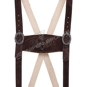 Haute qualité en cuir de vachette daim hommes Lederhosen sous le genou avec jarretelle avant broderie boutons fermeture poches avant - Product Image 6